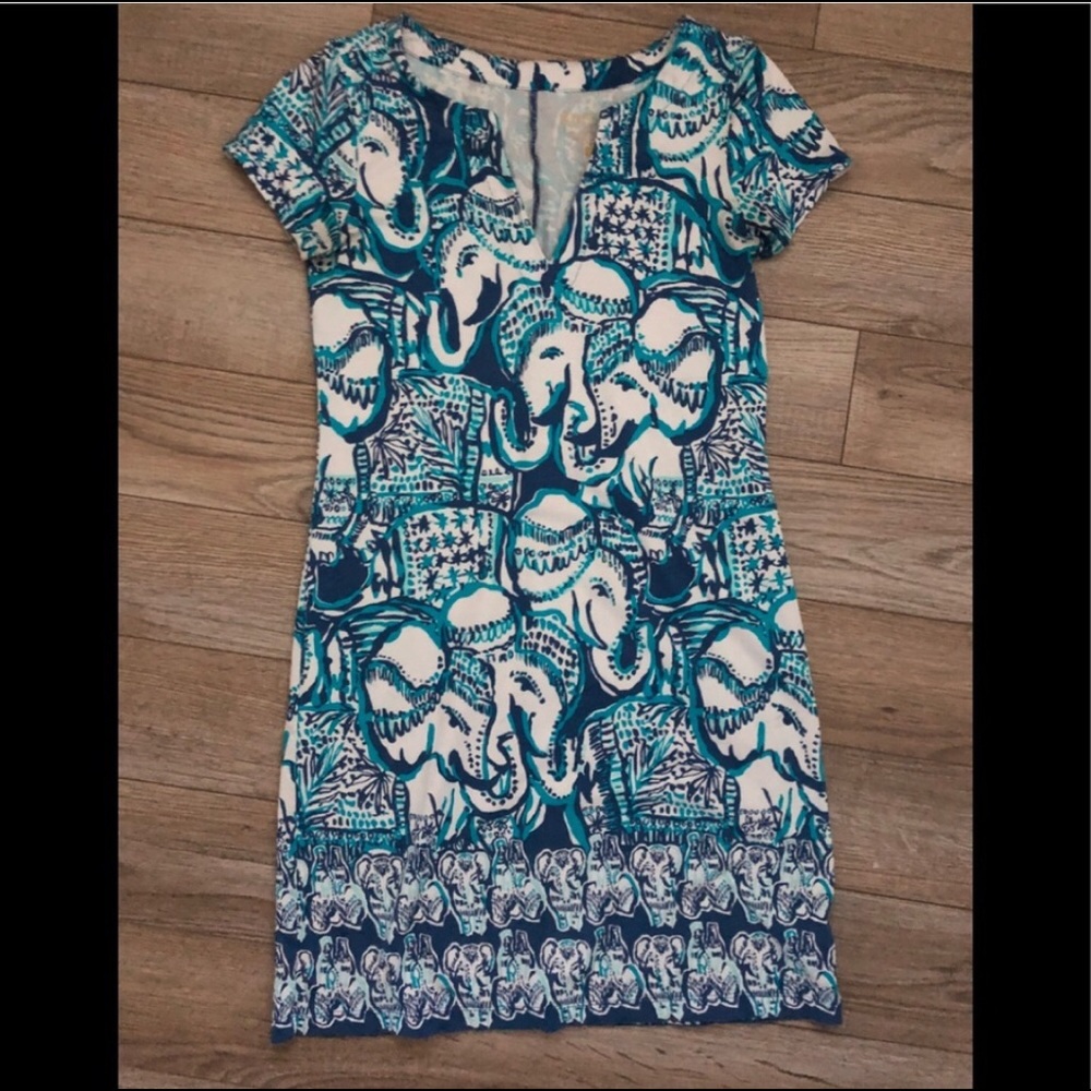 Lilly Pulitzer elephant dress xs blue white navy